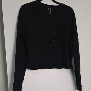 Chic Black Button-Up Women's Cardigan